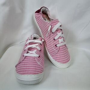 Wonder Nation Womens Pink White Striped Slip On Memory Foam Sneakers Sz 6 NWOT‎